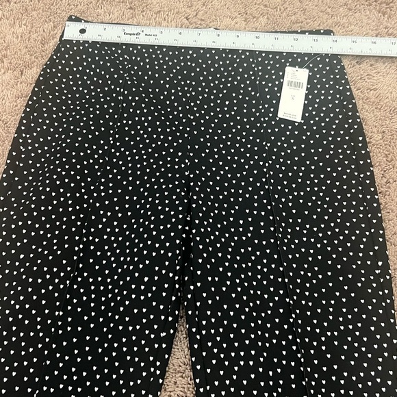 NWT new small Anthropologie Maeve Margot flare cropped pants black white hearts - Picture 15 of 17